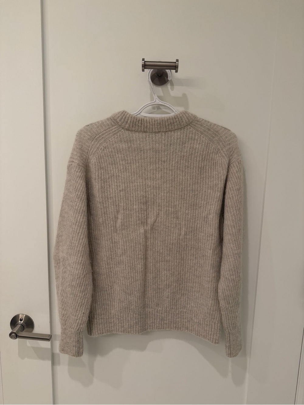Everlane The Cocoon Crew Sweater Alpaca Wool Size XS Cream Light Gray - Picture 4 of 5